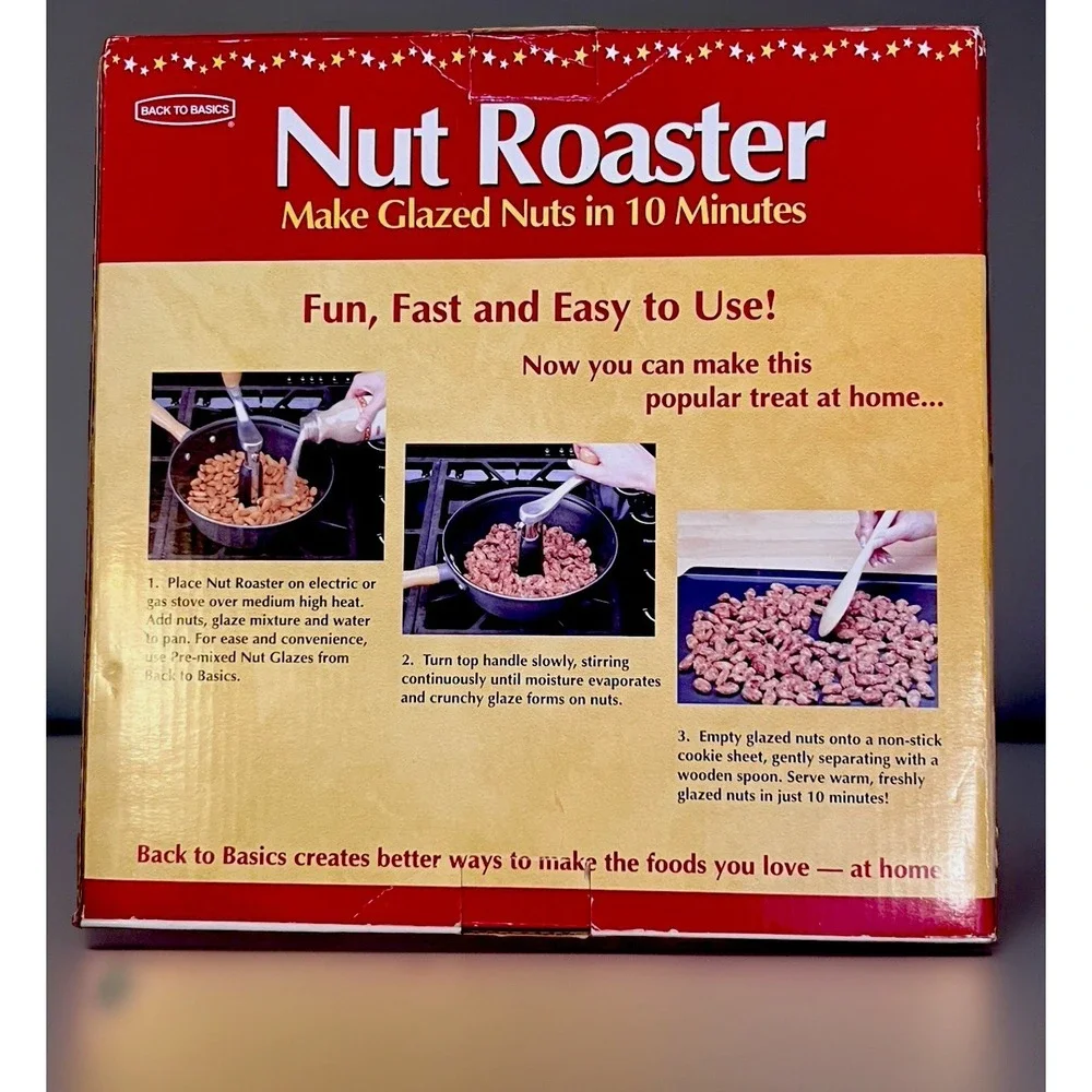 Back to Basics Nut Roaster Stovetop Glazed Nut Maker In Original Box w/Recipes